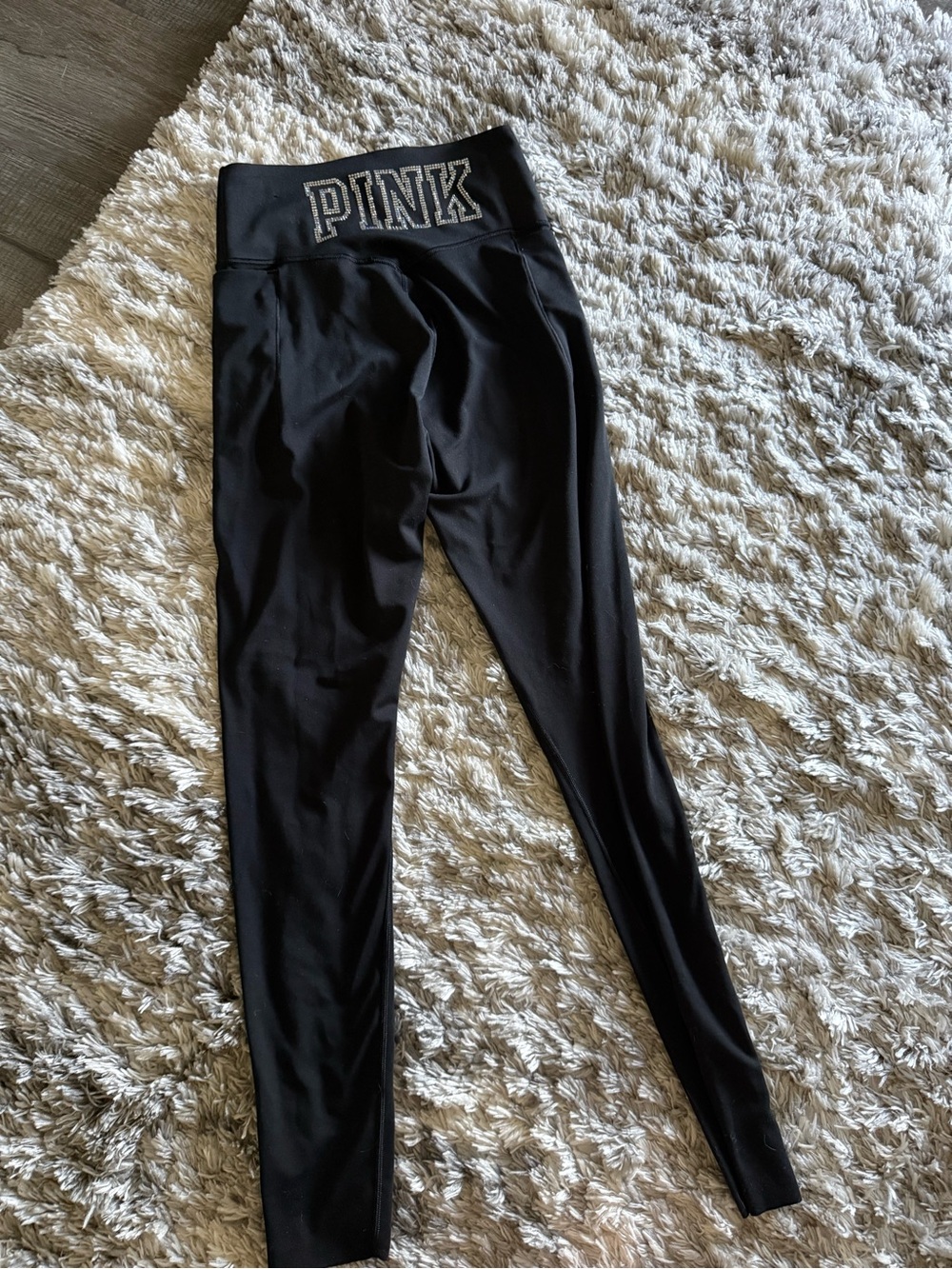 PINK High-Waist Black Leggings with Logo